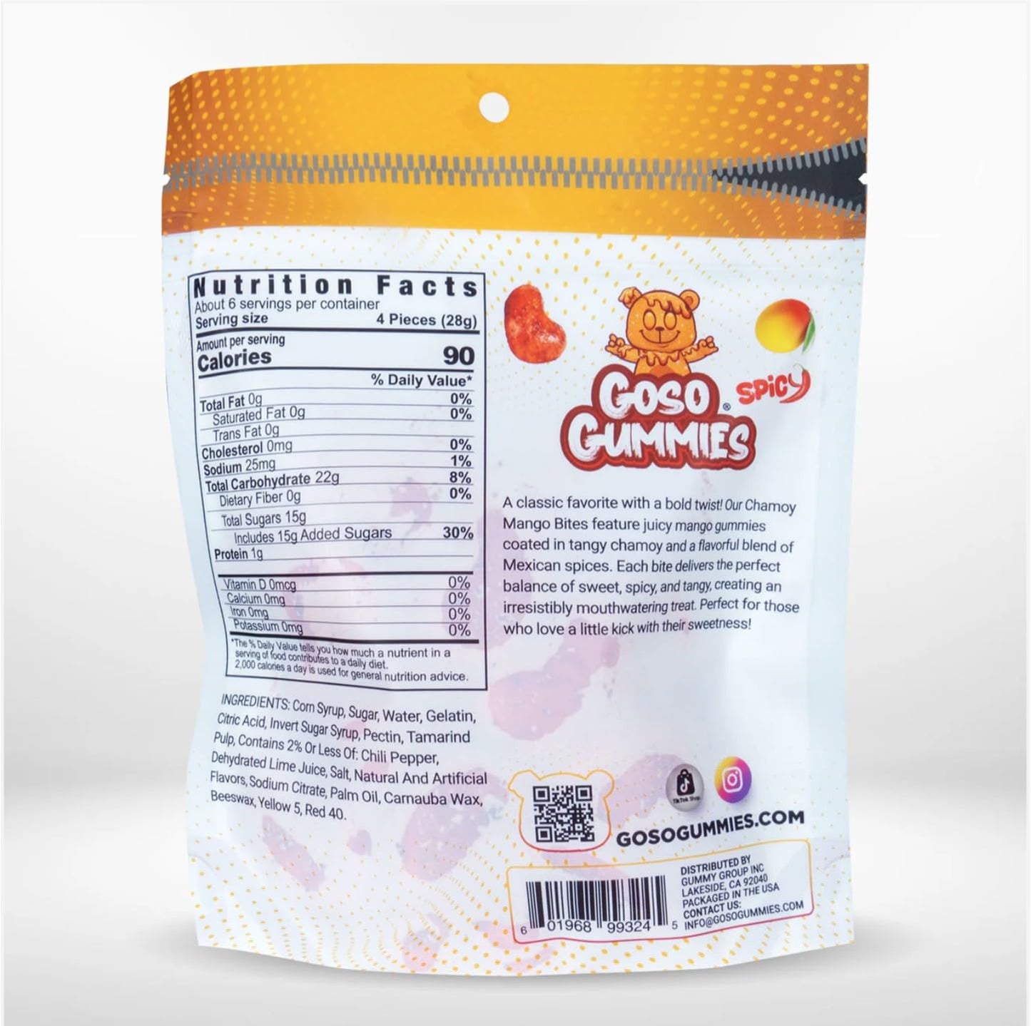 Goso Gummies Chamoy Mango Bites Candy - 6oz Spicy Sweet & Tangy Gummy Candy, Chewy Mango Fruit Snack with Chamoy & Chili, Mexican Candy Style Treat