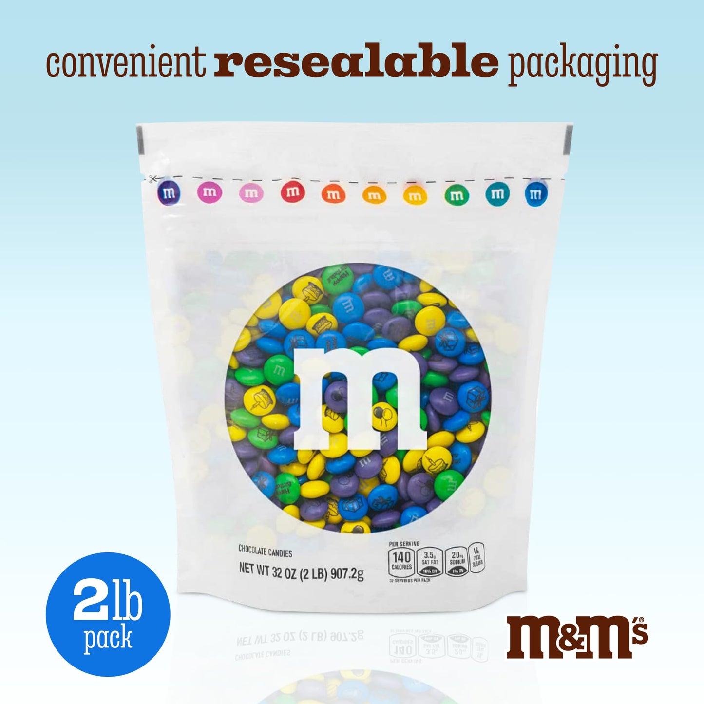 M&M’S WORLD Milk Chocolate Birthday Candy - 2lbs of Bulk Candy for Birthday Party, Party Favors, Goody Bag Stuffers and More