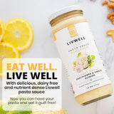 LIVWELL Dairy-Free Cauliflower Pasta Sauce - Plant Based Vegan Alfredo Pasta Sauce with Cauliflower, Roasted Garlic & Cashews, Nutrient Rich, Non GMO