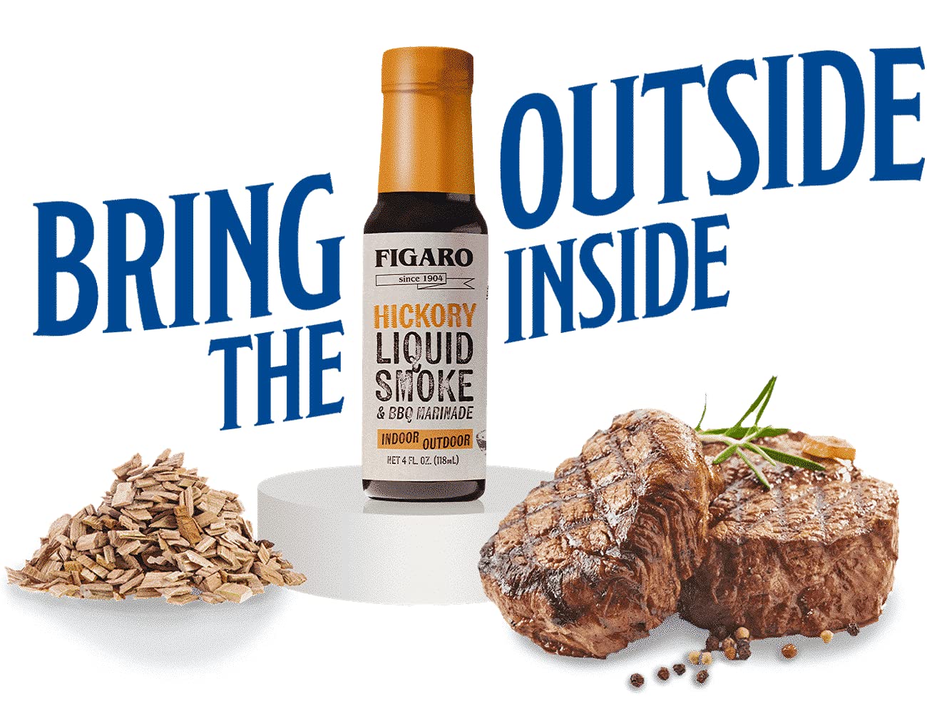Figaro - Louisiana's Hickory Liquid Smoke & BBQ Marinade, 4 Ounce, Slow Roasted Hickory Flavor Indoors and Out