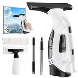 BirdSuite Cordless Window Vacuum Squeegee with Extension Pole, Electric Window Cleaner with Water Collection Tank, Portable Cleaning Kit for Glass