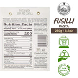 Morelli Pasta Fusilli Red Lentil Pasta - Gluten Free High Protein & Fiber - Imported from Italy 8.8oz / 250g (4 pack)