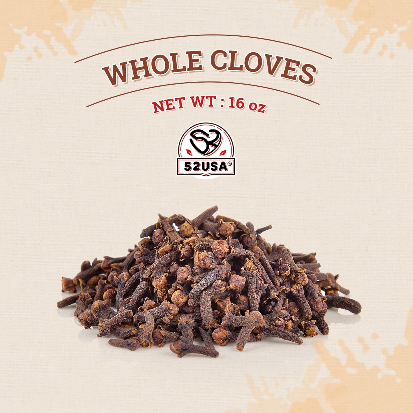 52USA Cloves 16oz in Bag | Whole, Fresh & Aromatic Cloves | Premium Spice for Cooking, Baking, & Tea | Natural, Non-GMO, Kosher Certified