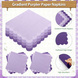 CENLBJ Purple Plates and Napkins Party Supplies, 9’’ Pastel Purple Disposable Paper Plates and Cups and Napkins Set for Baby Shower, Birthday, Wedding