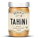 Organic Tahini Paste 16 oz (1lb) - Unhulled White Sesame Tahini Dressing - USDA Certified, Gluten Free, Kosher - Creamy Organic Tahini Sauce