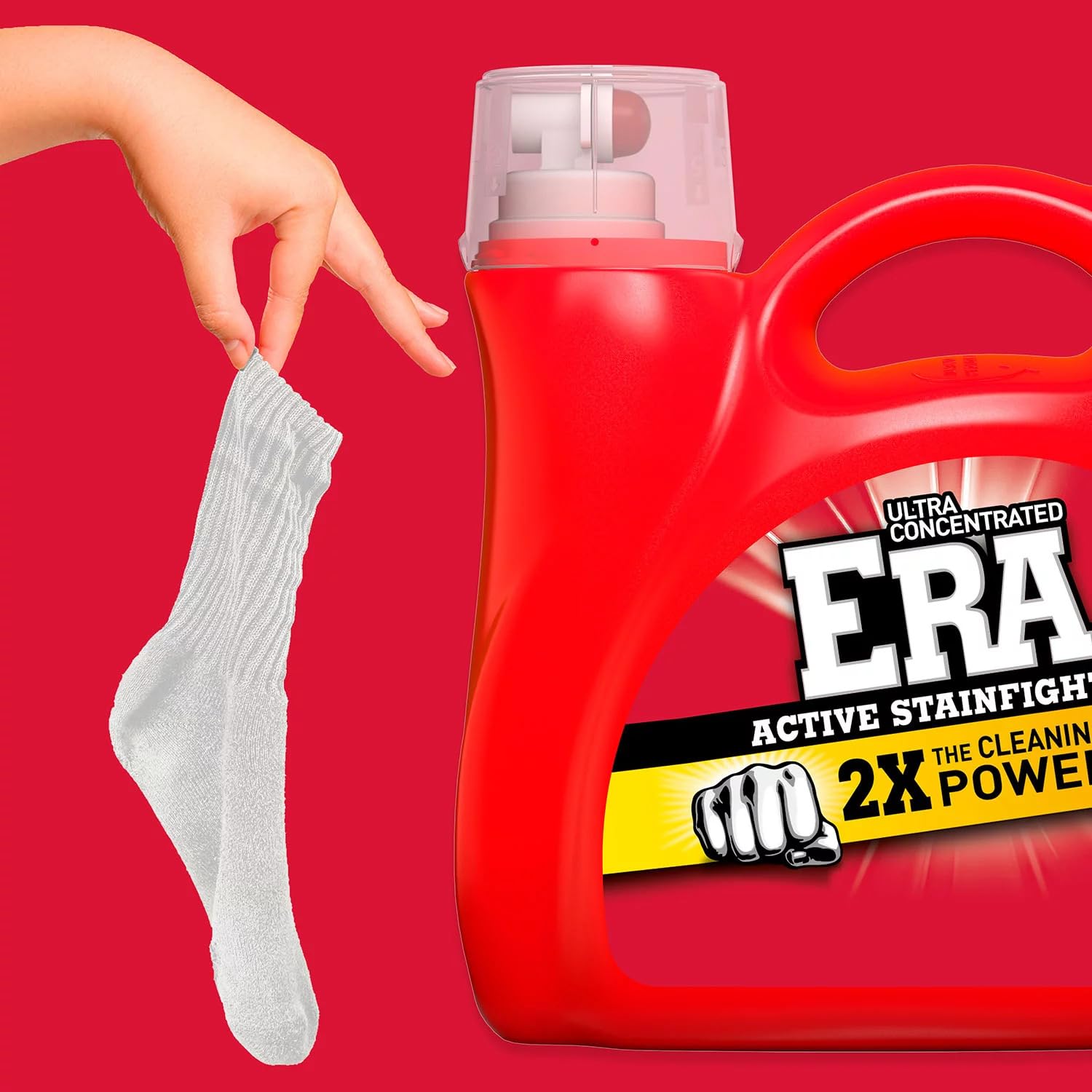 Era Oxibooster Liquid Laundry Detergent, 154 fl oz, 87 Loads Powerful Laundry Detergent for Stain Removal, Tough on Stains, Era Active Spot Fighter