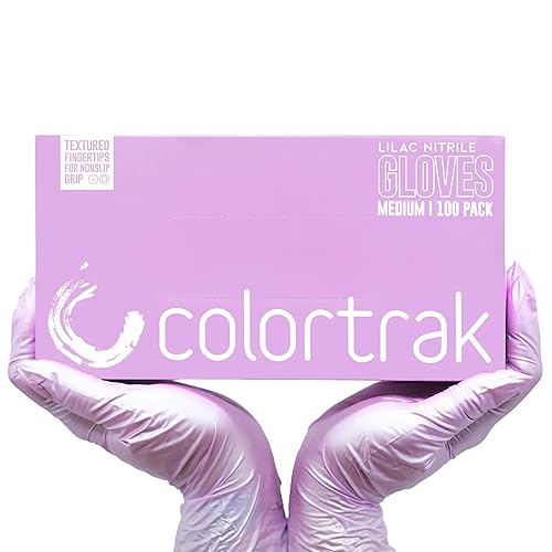 Colortrak Disposable Nitrile Gloves, Pink, Luminous Collection Lilac Frost Latex-Free, Powder-Free Hair Color Gloves for Chemical Processing & Salon