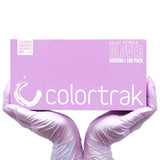 Colortrak Disposable Nitrile Gloves, Pink, Luminous Collection Lilac Frost Latex-Free, Powder-Free Hair Color Gloves for Chemical Processing & Salon