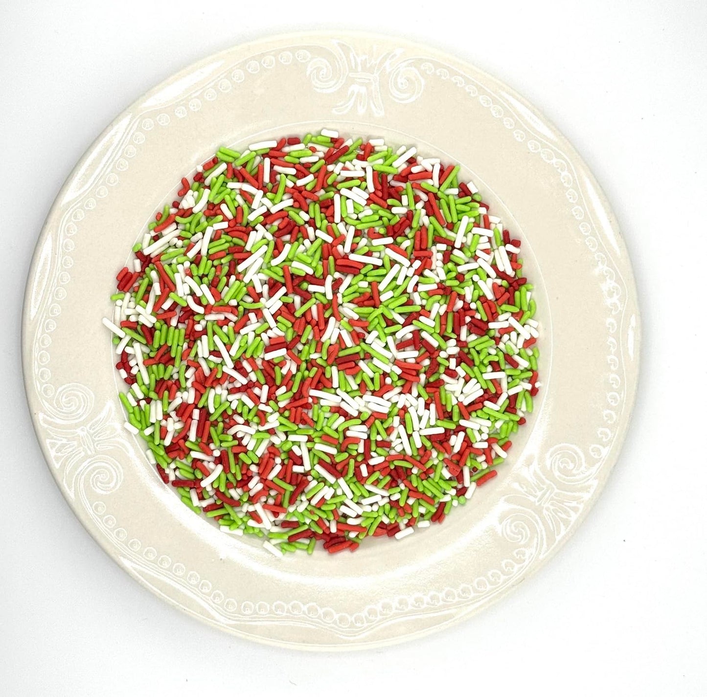 Red Green White Edible Sprinkles for Holiday Christmas Cake Decorating, Cupcakes, Cookies, Ice Cream and Donut Toppings Edible Decorating Baking