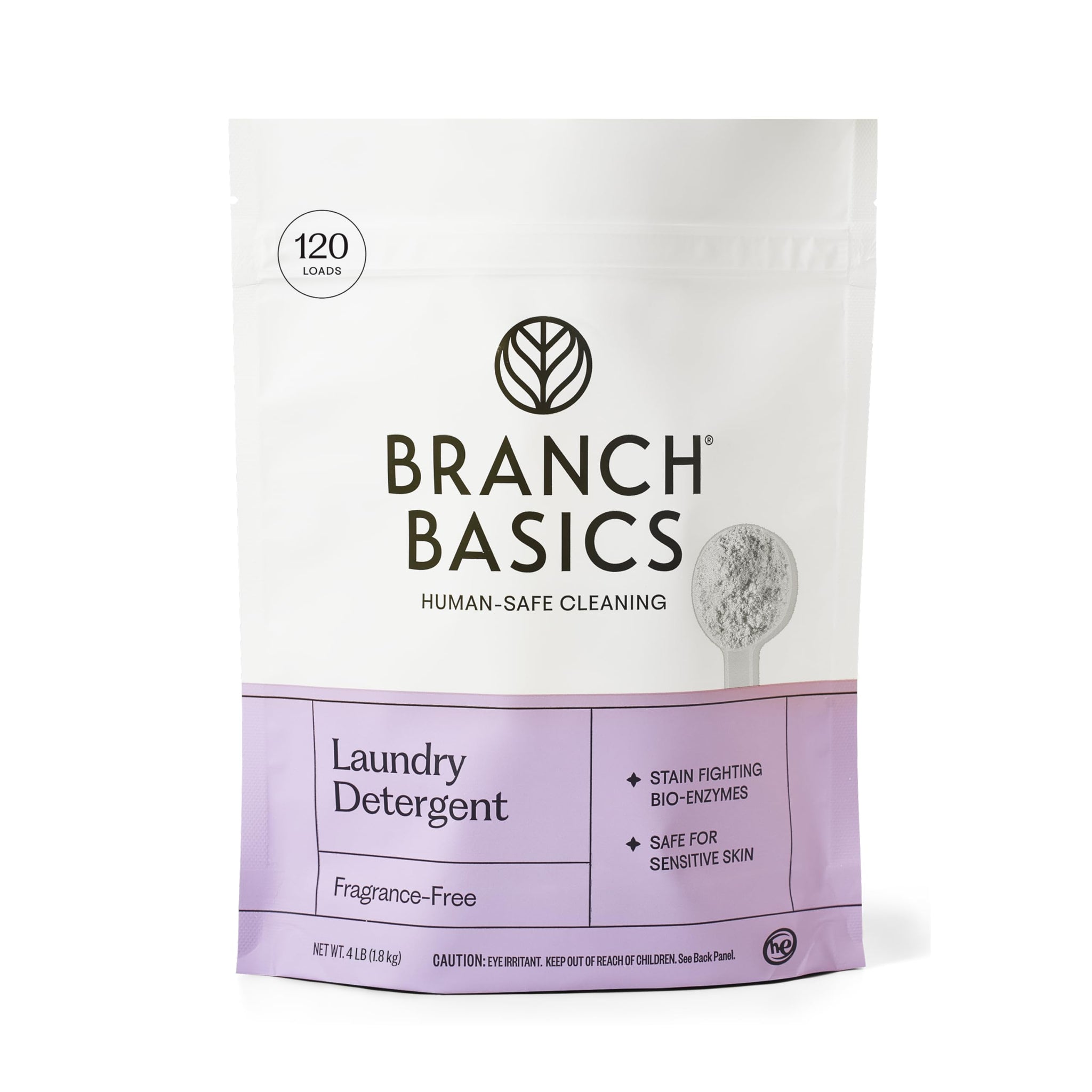 Branch Basics Laundry Detergent - 4lbs (120 loads) | Plant & Mineral-Based Formula | Lifts Stains & Removes Odor | Plastic-Free, Fragrance-Free & Safe