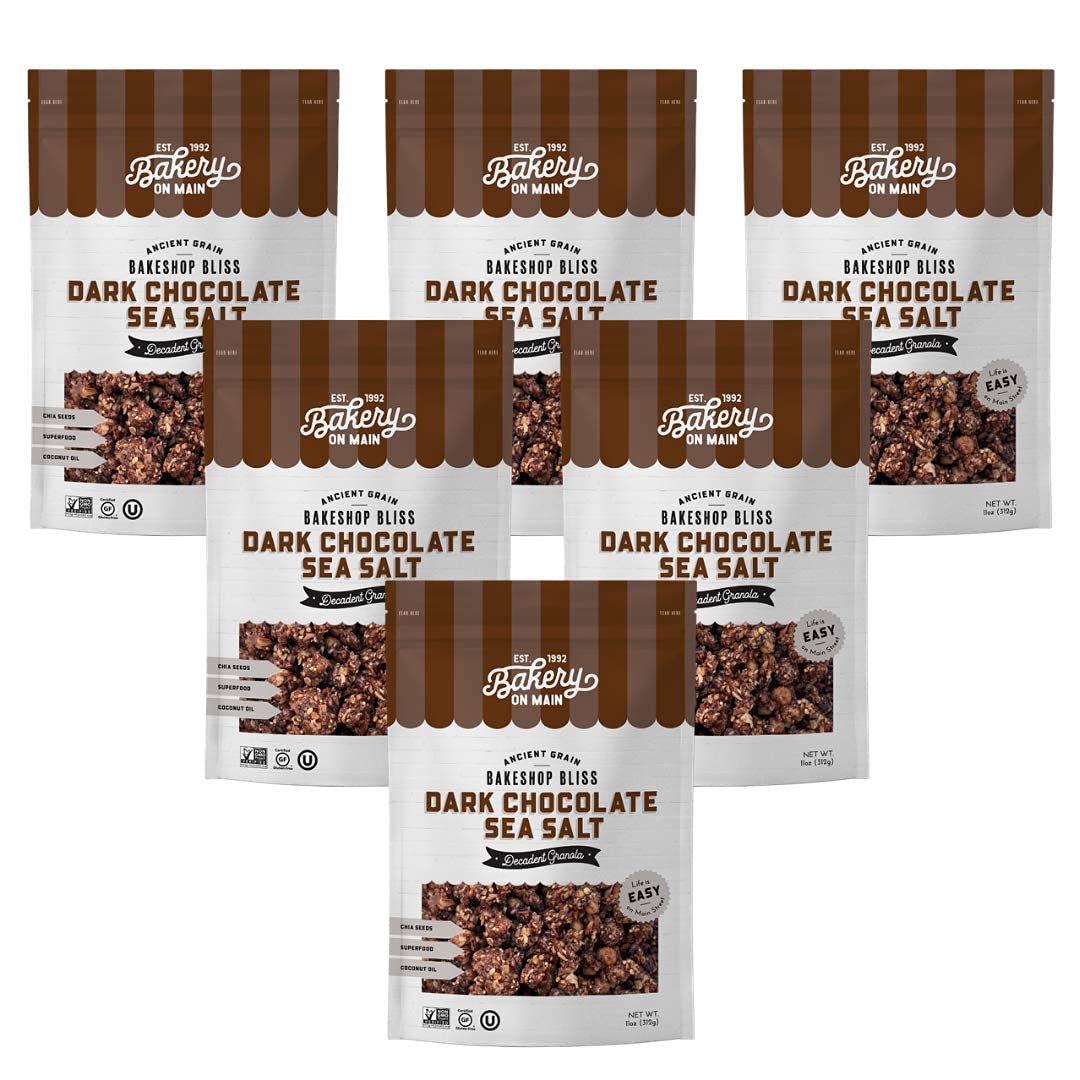 Bakery On Main Decadent Granola, Dark Chocolate Sea Salt - Whole Grain Bakeshop Bliss, Gluten-Free, Non-GMO, 11 Ounce (Pack of 6)
