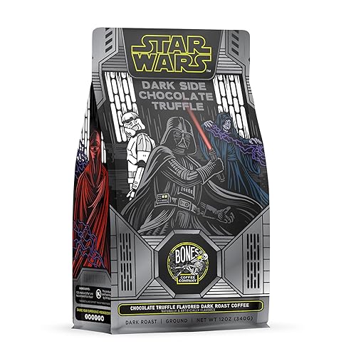 Bones Coffee Company Star Wars Dark Side, Chocolate Truffle Flavored Coffee, Medium Roast Low Acid Arabica Beans Compatible with Auto drip and French