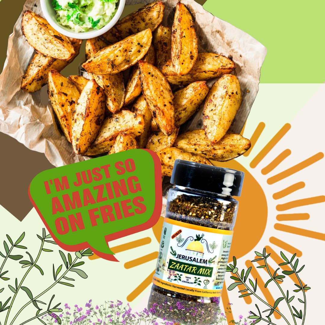 Jerusalem Zaatar Spice Mix by Julian’s Valleys | Made with Natural Herbs and Pure Sumac | 8OZ | Zataar seasoning | No Preservatives/No Citric Acid