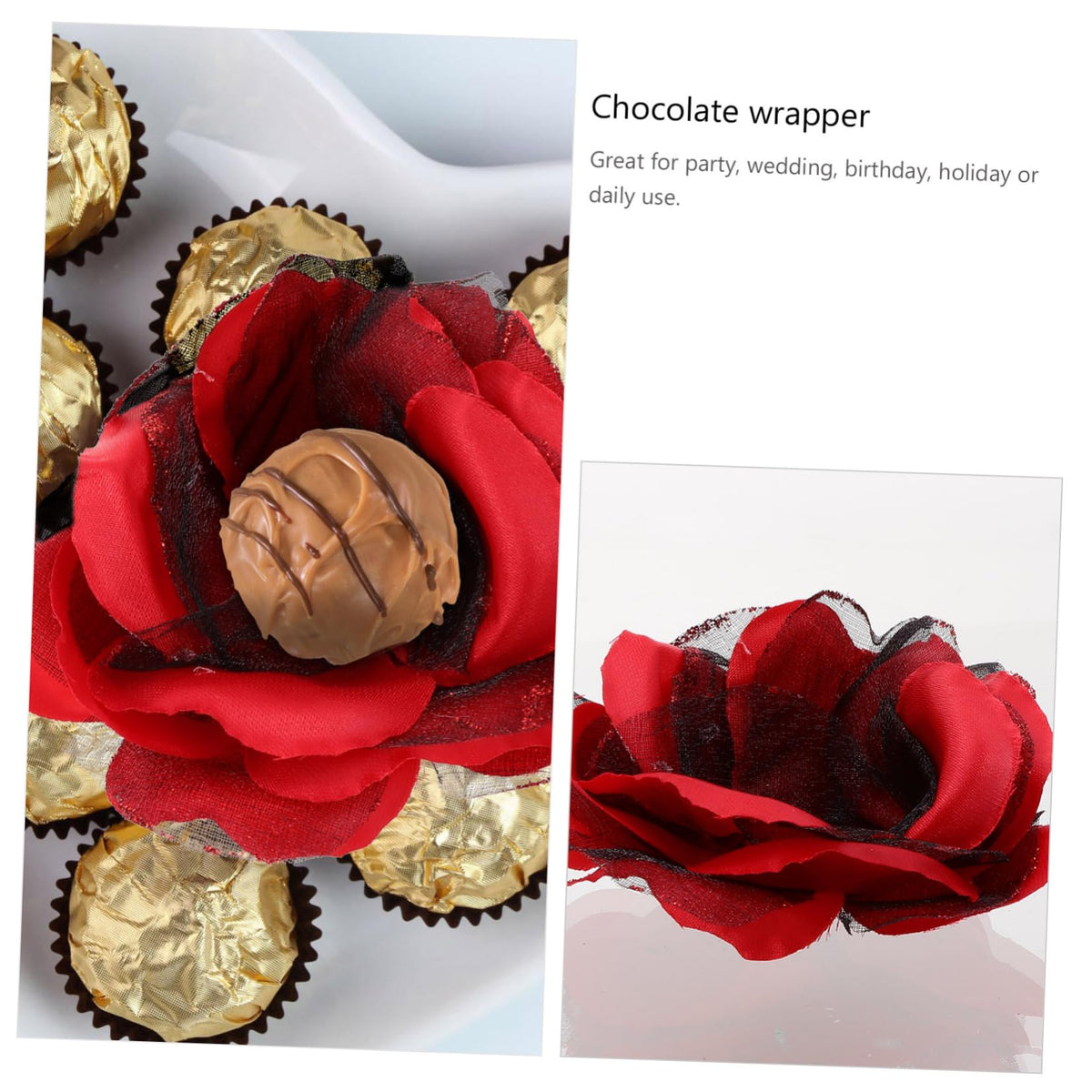 OHPHCALL 10Pcs Rose Petal Candy Wrappers Chocolate Packaging for Weddings Parties Elegant Random Color Design for Birthdays Celebrations