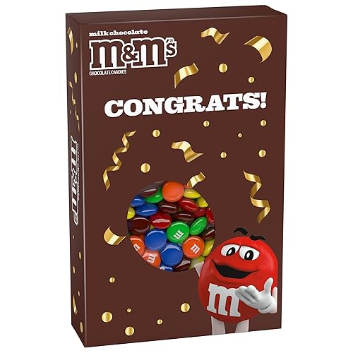 M&M'S Milk Chocolate Candy Gift Box with Congrats Card for Graduation, Anniversary, Engagement, Wedding, Baby, New Job, and All Congratulations Card