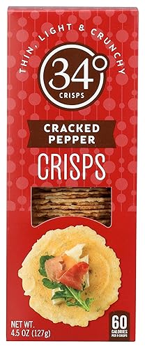 34 Degrees Crisps | Cracked Pepper Crisps | Thin, Light & Crunchy Crisps, Single Pack (4.5oz)