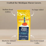 Sleepy Bear Michigan Blueberry Ground Coffee - Flavored Light Roast Arabica Fruit-Flavored Coffee with Real Blueberry Taste No Sugar Added 16oz