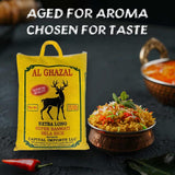 Al Ghazal Extra Long Super Basmati Sela Rice 10 Lbs / 4.54 kg, Non GMO, Extra Long Basmati Rice, White Rice, Vegan Dried Rice, BPA & Gluten Free, Zip Lock Bag, Non Sticky Grain