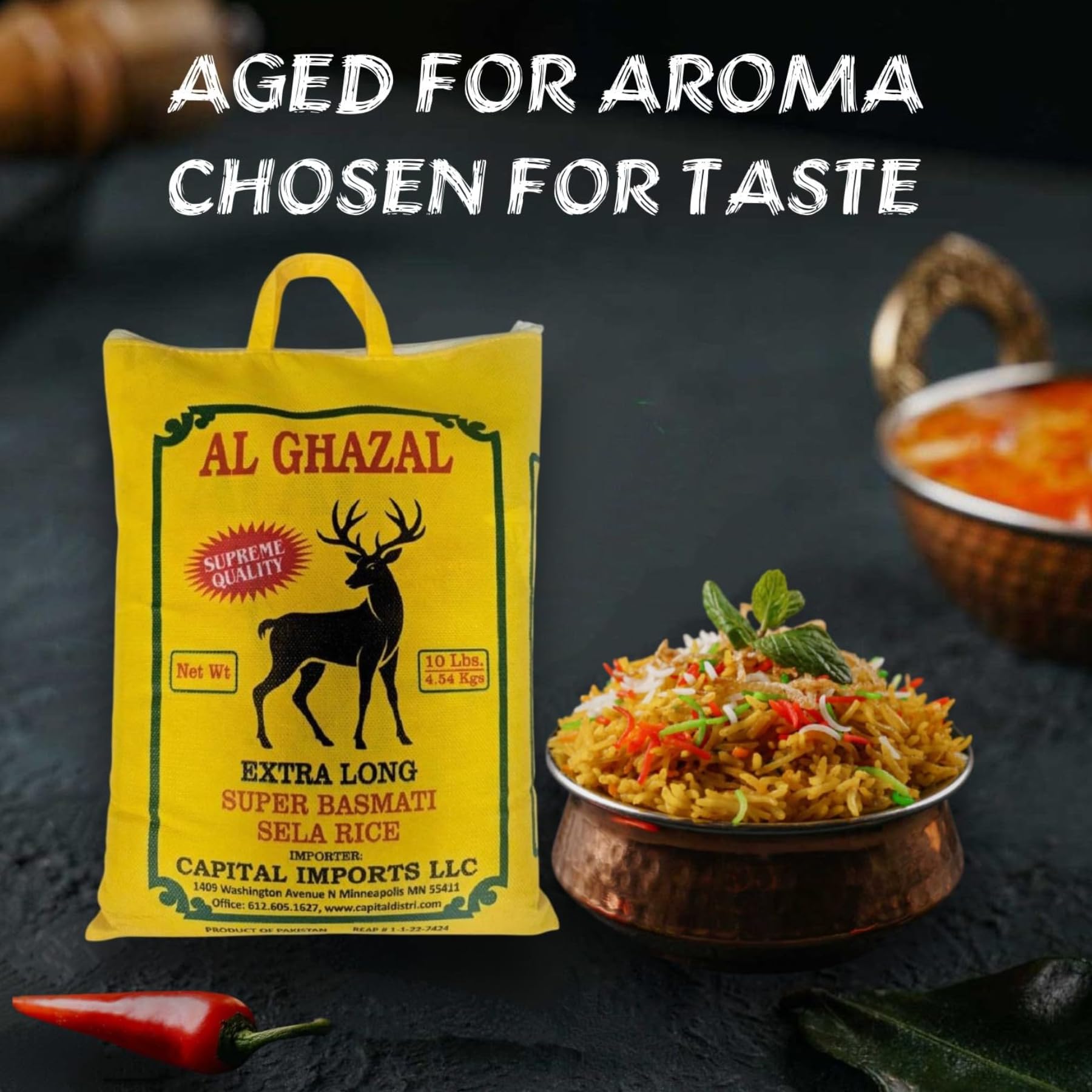 Al Ghazal Extra Long Super Basmati Sela Rice 10 Lbs / 4.54 kg, Non GMO, Extra Long Basmati Rice, White Rice, Vegan Dried Rice, BPA & Gluten Free, Zip Lock Bag, Non Sticky Grain