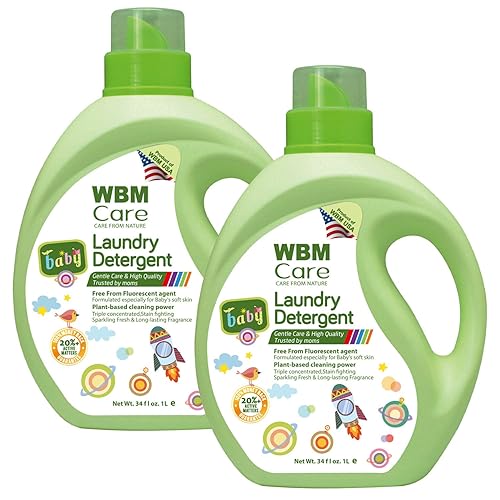 WBM Care Liquid Baby Laundry Detergent, 100 Loads | 68 oz | Gentle formula designed for baby clothes, ensuring effective cleaning and care