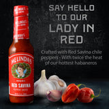 Melinda’s Red Savina Pepper Hot Sauce - Craft Extra Spicy Habanero Hot Sauce - Made with Fresh Ingredients, Red Savina Peppers, Vinegar, Carrot, Onion