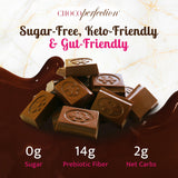 ChocoPerfection Sugar Free Dark Chocolate Bars - European Style Chocolate Keto Friendly, Gluten Free Vegan, Fiber Rich Low Carb Chocolate Snack Bars