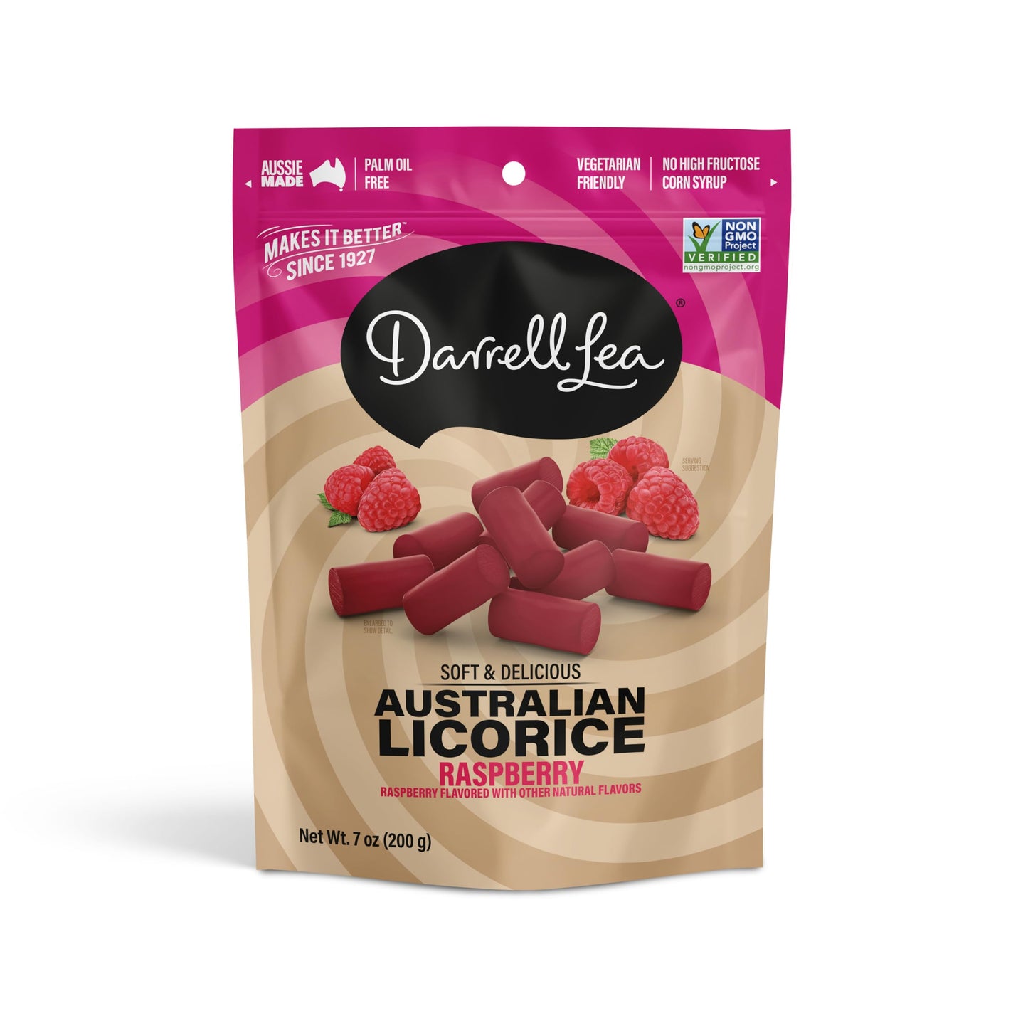 Darrell Lea Soft Australian Licorice, Non-GMO, No Palm Oil, Plant Based, No High Fructose Corn Syrup, Soft & Chewy Licorice Candy, Made in Australia