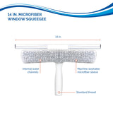Unger 12” Outdoor Window Scrubber and Squeegee Kit with 5’ Telescopic Pole for High Access, Cleaning Supplies for Mirrors and Glass Surfaces, Machine