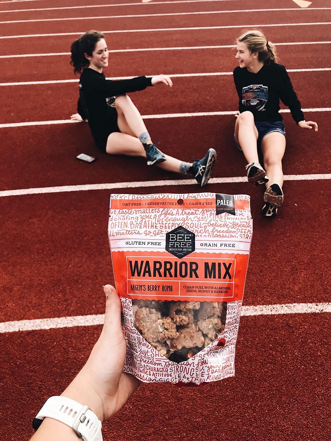 BeeFree Warrior Mix Gluten Free Granola - Soft Chunky Granola Bites | Paleo, Low Carb, Grain Free, Preservative Free, Oat Free | Low Calorie Snacks |