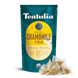 Teatulia Organic Chamomile Tea Bags (50 Pyramid Teabags) Raw Whole Leaf Flower. 100% Compostable And Sustainably Grown In Egypt. Caffeine Free Herbal