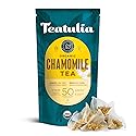 Teatulia Organic Chamomile Tea Bags (50 Pyramid Teabags) Raw Whole Leaf Flower. 100% Compostable And Sustainably Grown In Egypt. Caffeine Free Herbal