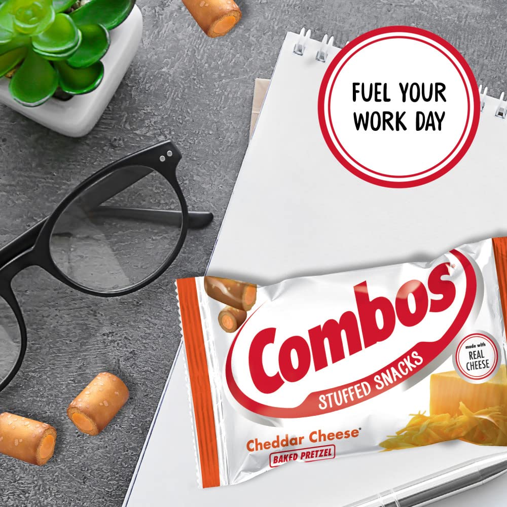 COMBOS Cheddar Cheese and Pretzels Snack Bags 1.8 Ounce, Pack of 18, Baked Pretzel and Cheese Snacks COMBOS Bulk Box