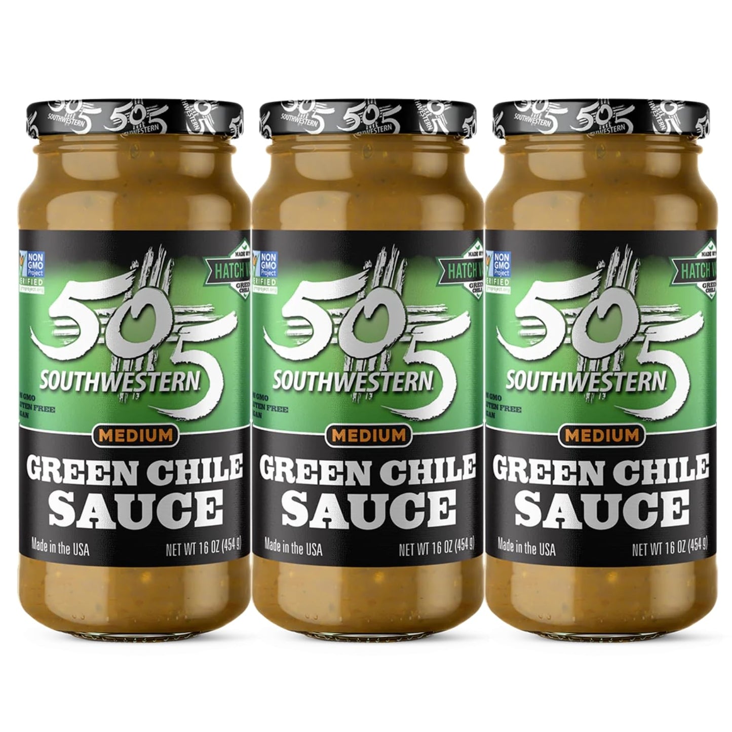 505 Southwestern Hatch Valley Mild Green Chile Sauce 16oz (Pack of 3, Green Chile Cooking Sauce-medium)