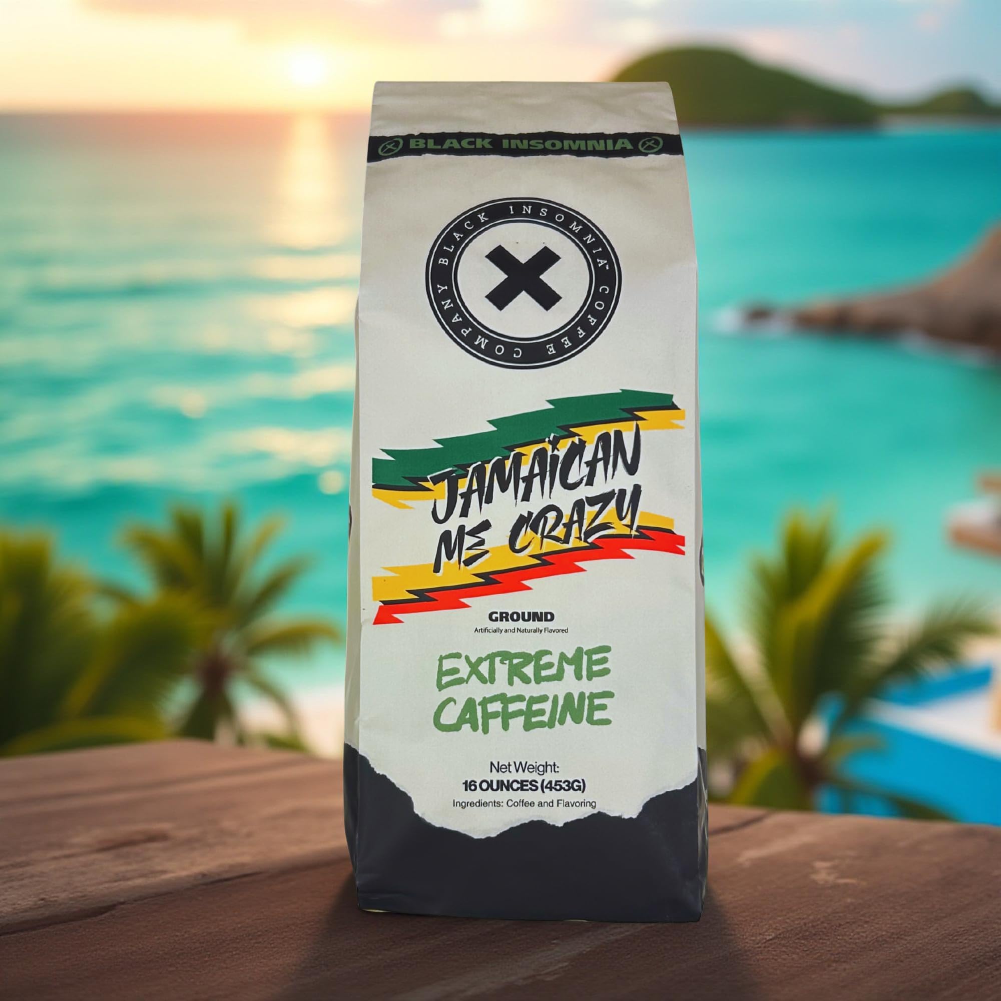 Black Insomnia Extreme Caffeine Coffee, Jamaican Me Crazy - Caramel, Vanilla and Coffee Liqueur Flavored, World's Strongest Highly Caffeinated Roast
