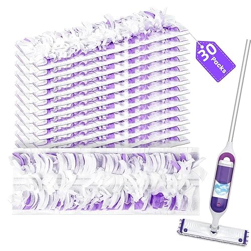 Disposable Mopping Pads Refills for PowerMop Multi-Surface Mop and PowerMop Wood Mop, Spray Clean Pads Replacement (Purple-30)