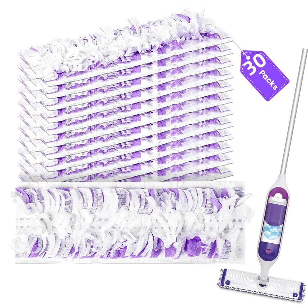 Disposable Mopping Pads Refills for PowerMop Multi-Surface Mop and PowerMop Wood Mop, Spray Clean Pads Replacement (Purple-30)
