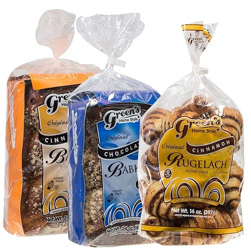 Green's Bakery Babka & Rugelach Value Pack, (1) 24oz Chocolate Babka, (1) 24oz Cinnamon Babka and (1) 14oz Cinnamon Rugelach, 3 Pack, Fresh