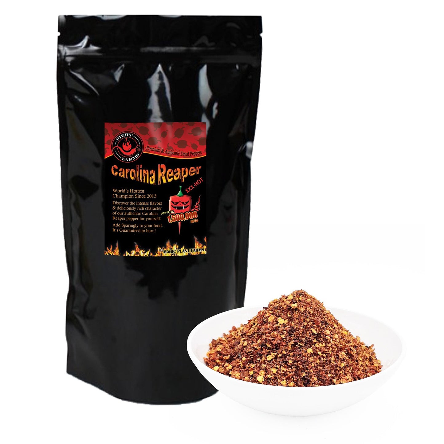 Fiery Farms Carolina Reaper Flakes - 1Lb (16 oz) Bulk - 1.5M to 2M SHUs Extremely Hot Red Chili Pepper Flakes, Pure, No Additives