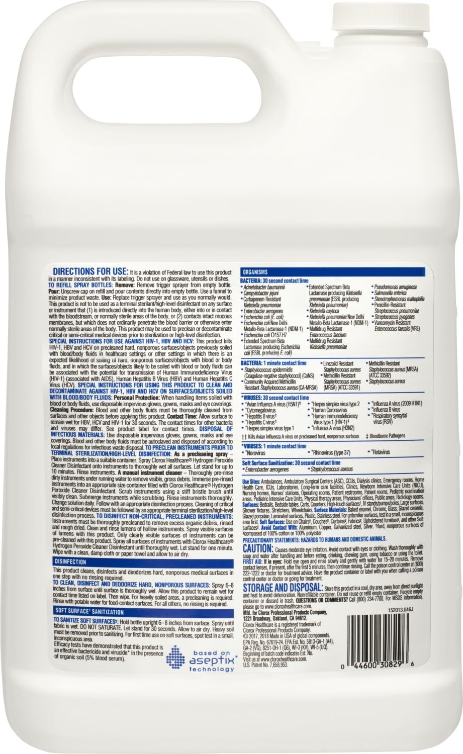 Clorox Healthcare Hydrogen Peroxide Cleaner Disinfectant Refill, Bleach Free, 128 Fluid Ounces (Package May Vary)