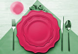 Tiger Chef 60-Count, 8-inch Fuchsia Color Round Scalloped Rim Disposable Plastic Plate Set Includes 60 Plastic Salad Plates - BPA-Free