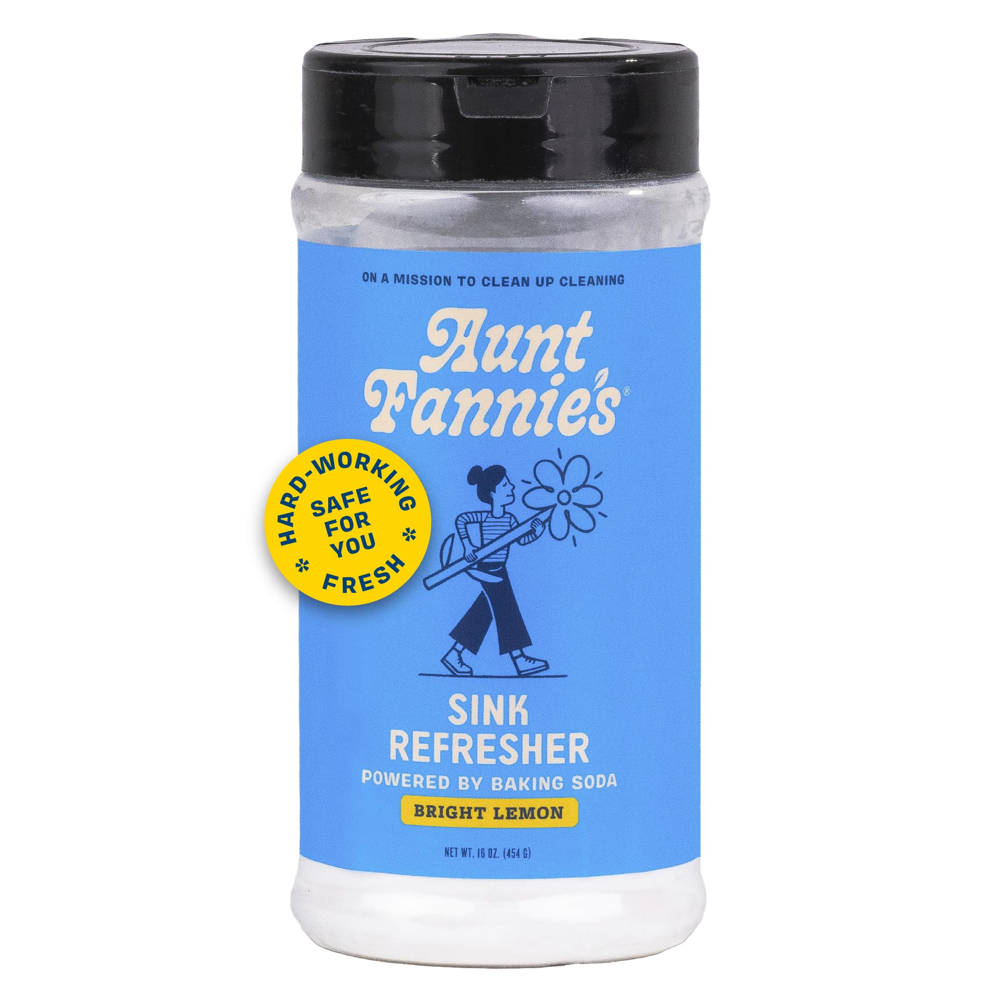 Aunt Fannie's Sink Refresher, Bright Lemon Powder Scrub and Odor Minimizer for Sinks, Drains and Garbage Disposals, 16 Ounces (Pack of 1)