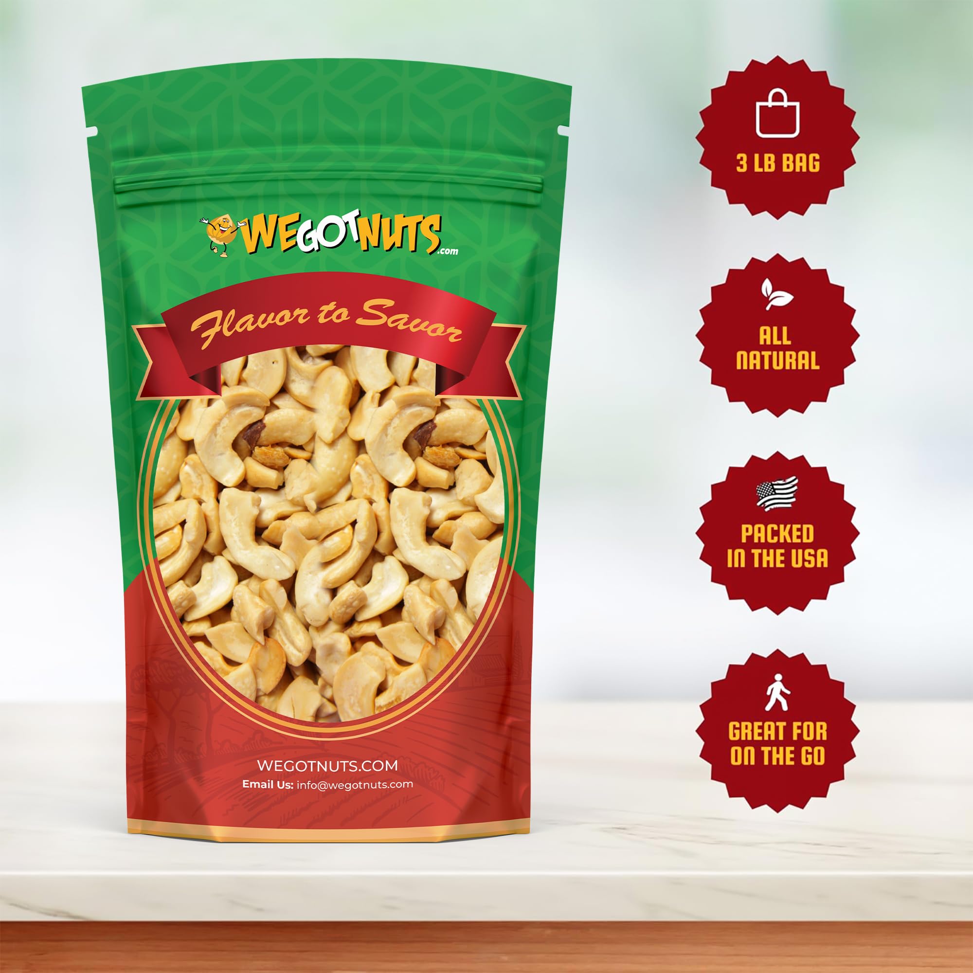 We Got Nuts Raw Cashew Pieces, Unsalted and Unroasted, for Cashew Milk, Cheese, and Butter, 3 lb Resealable Bag