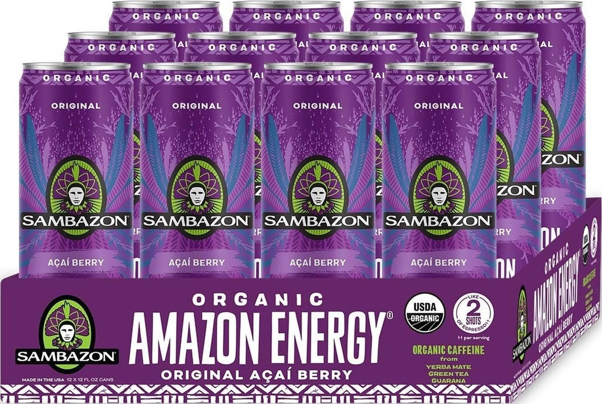 Sambazon Organic Amazon Energy Drink, Original Acai Berry, 12 Ounce (Pack of 12)
