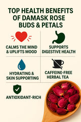 Edible Rose Buds & Petals - Damask Rose for Cooking, Baking, Rose Tea & Garnish - 100% Natural, Non-GMO, Caffeine-Free - 4oz, 95 Servings - Duals