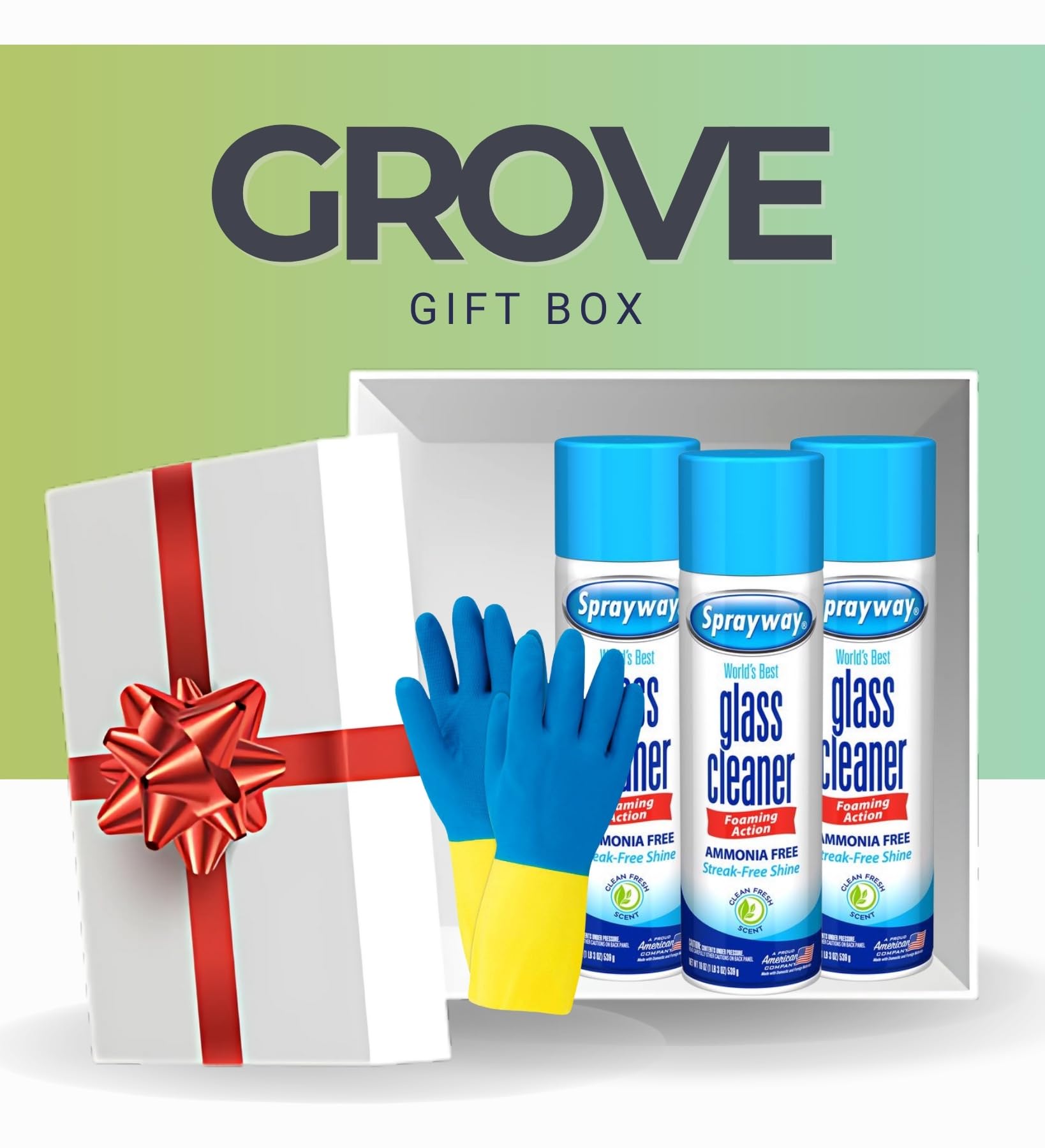Sprayway Glass Cleaner Spray 19 oz Bundle with Pair of Gloves - Sprayway Window, Mirror and Shower Glass Cleaner - Streak-Free Shine - (4 Items)