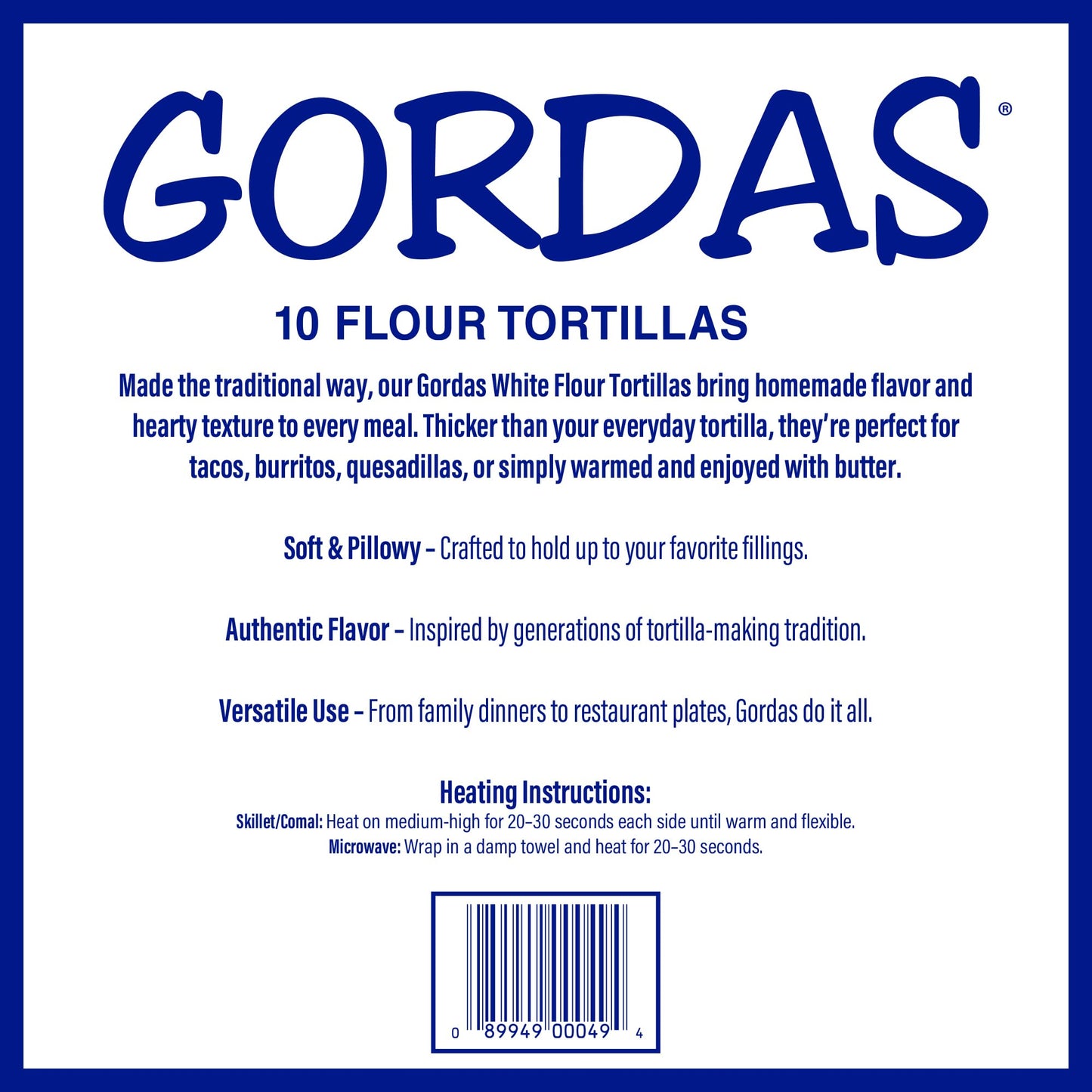 Gordas Thick and Fluffy 8 inch Flour Tortillas (2 Pack)