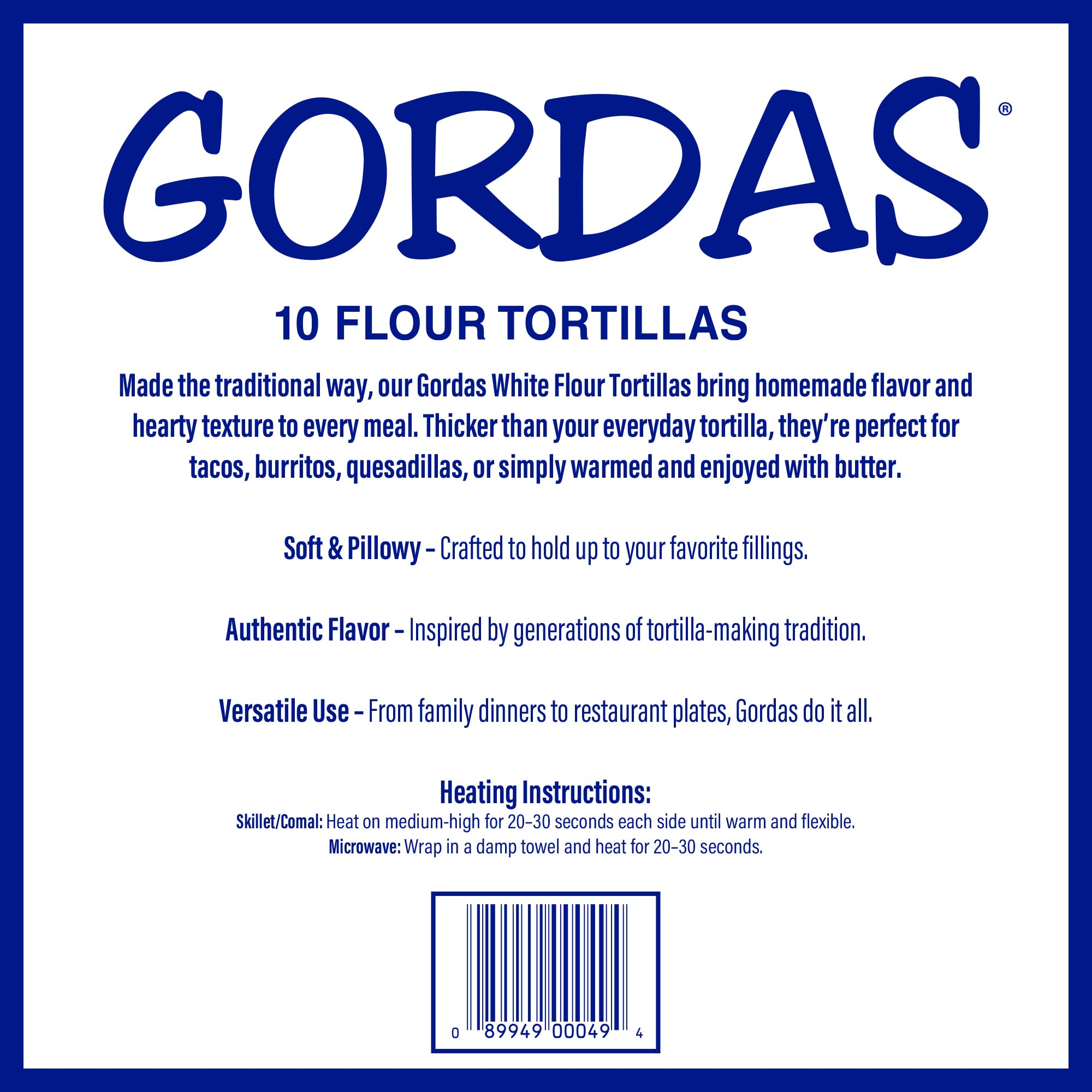 Gordas Thick and Fluffy 8 inch Flour Tortillas (2 Pack)