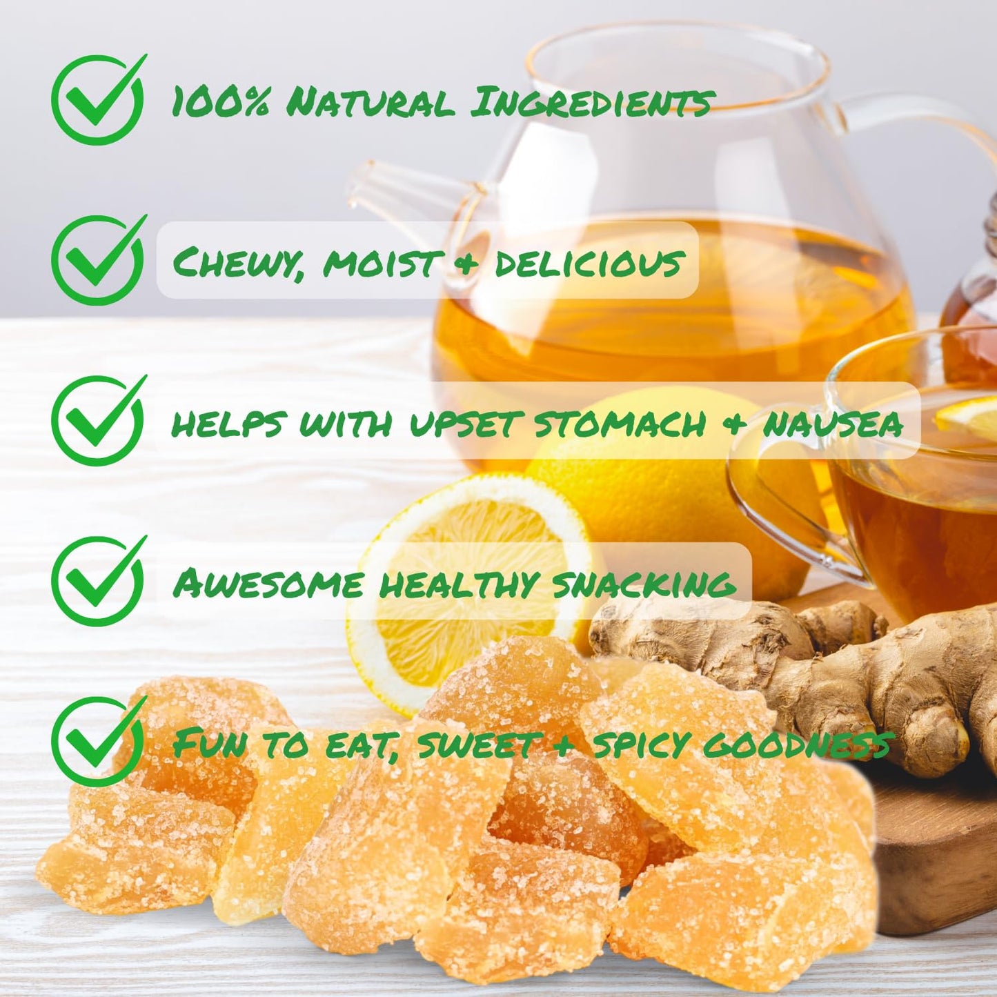 Crystallized Ginger Chunks by It's Delish, 5 Lbs Bulk | Candied Dried Ginger Fruit Chews Natural Candy, Ginger Root with Sugar Crystals, Unsulphured