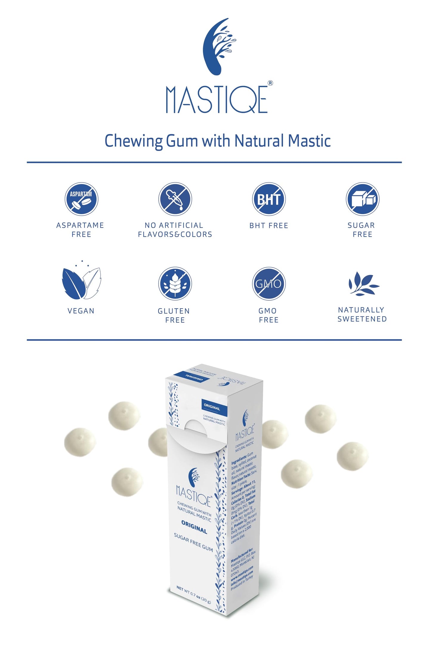 Mastiqe Sugar Free Hard Chewing Gum with Natural Mastic (Variety Pack)