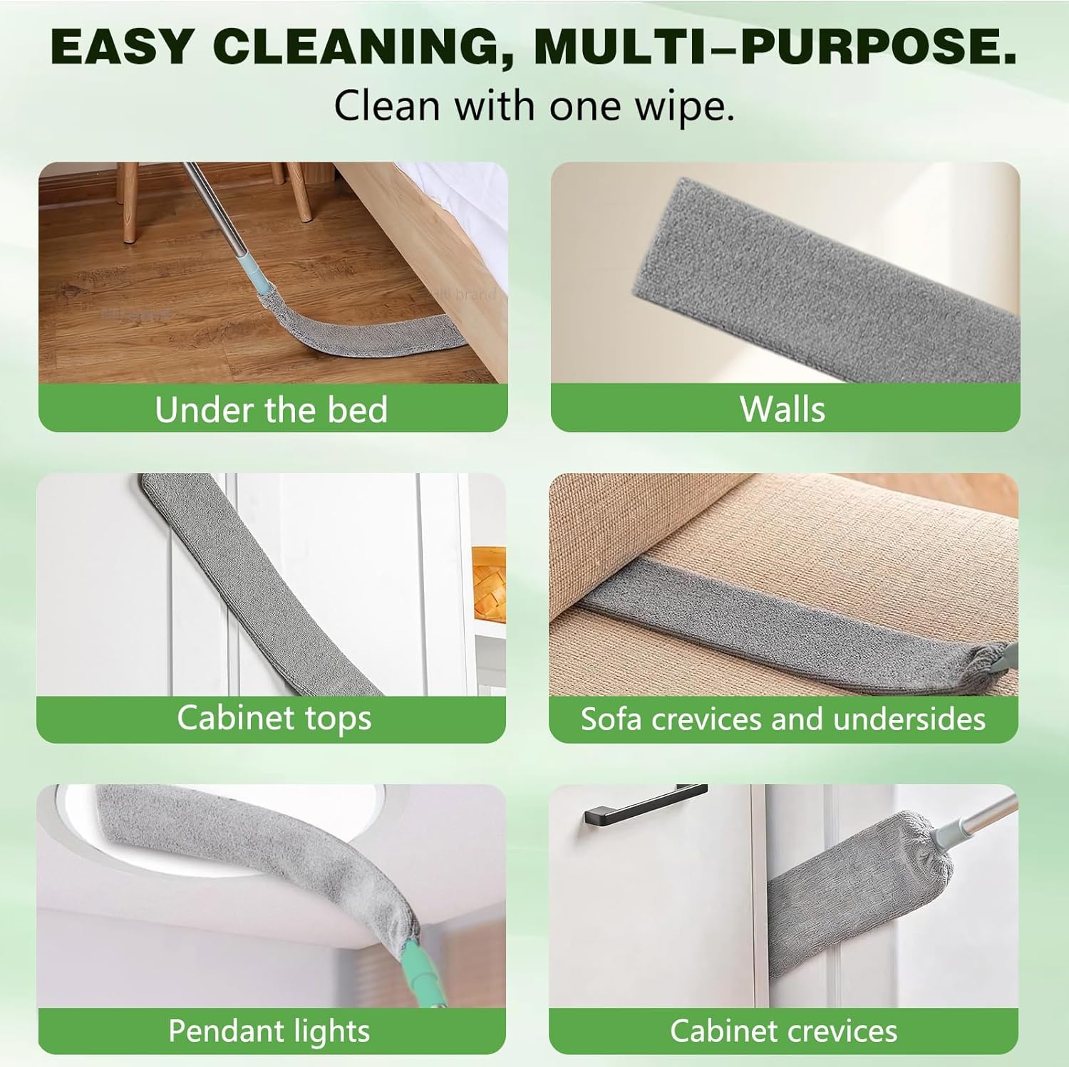Retractable Gap Dust Cleaner Cleaning Tools with 2 Microfiber Dusting Cloths, Flat Duster Withextension Pole, Used for Cleaning Sofas, Sofa Beds